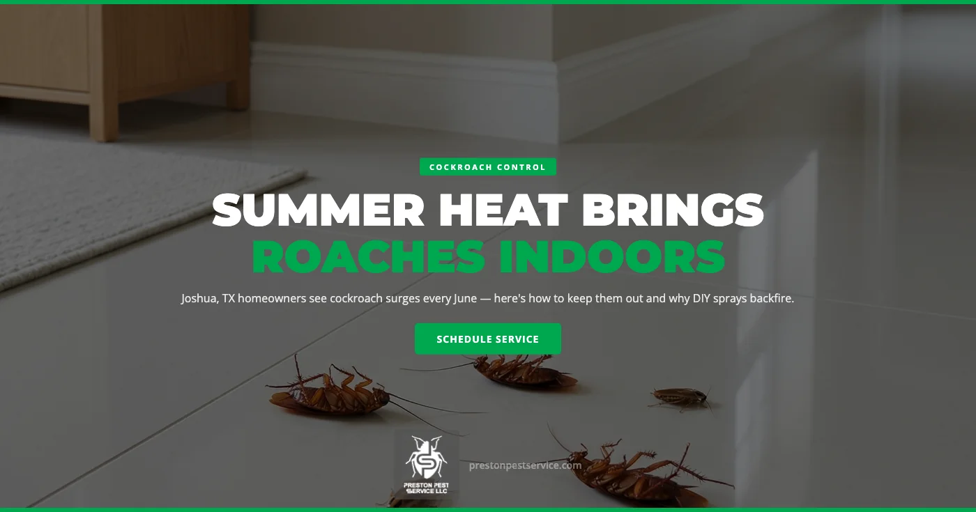 Summer Cockroach Control in Joshua, TX: Why Heat Drives Them Indoors
