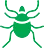 a small, green-colored logo like image of an insect 