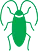 Green abstract insect-like pattern with symmetric dotted lines.