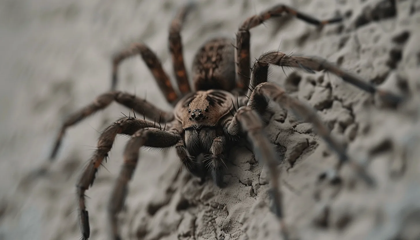 Close-up image of a wolf spider with detailed features.
